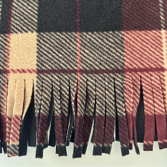 Rachel Roy | Cozy Burgundy Plaid Cape / Wrap / Shrug | One Size - Picture 7 of 15